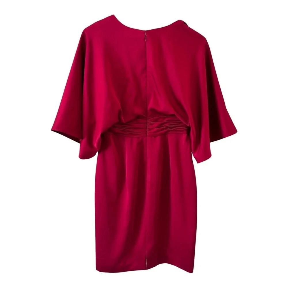 Theia Kimono‎ Sleeve Cocktail Dress Womens Size 8 Satin Red Pomegranate Formal